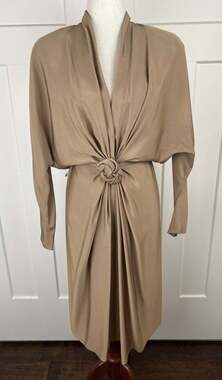 Vintage John Anthony Neiman Marcus Dress 8 Draped Rosette Dolman Blouson USA